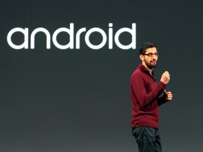 Google senior vice president, Sundar Pichai delivers a speech during the start of the developer conference Google I/O in San Francisco, California, USA, 25 June 2014. Google plans to expand with a new platform for Android phones, which are in a leading position for its operating system.
