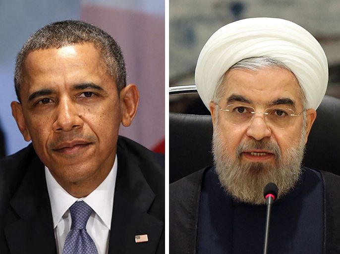 كومبو يجمع الرئيسين الإيراني حسن روحاني والأميركي باراك أوباما المصدر ( الفرنسية+رويترز )