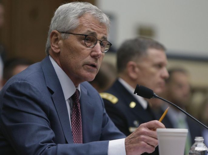 U.S. Secretary of Defense Chuck Hagel testifies before the House Armed Services Committee hearing on "The Administration's Strategy for the Islamic State in Iraq and the Levant (ISIL)" in Washington September 18, 2014. REUTERS/Gary Cameron (UNITED STATES - Tags: POLITICS MILITARY CONFLICT)