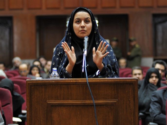 A picture made available on 25 October 2014, shows Iranian Rayhaneh Jabbari on a trial in Tehran, Iran, 15 December 2008. Jabbari was arrested for having murdered a man but she said that it was self-defence as the man tried to rape her. After more than seven years of investigations, her death sentence was finally executed. She was hanged on 25 October 2014 at the Rajayi-Shar prison in the city of Karaj. The judiciary had hoped for a mercy by the victim's family, but that was denied.