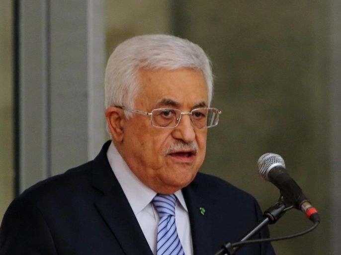 Palestinian President Mahmoud Abbas speaks at the opening of a museum for late Palestinian leader Yasser Arafat in the West Bank city of Ramallah on Sunday, Nov. 9, 2014. Abbas inaugurated the new memorial to Arafat in Ramallah on Sunday. Arafat died at a French military hospital on Nov. 11, 2004, at age 75, a month after suddenly falling violently ill at his compound. (AP Photo/Abbas Momani)