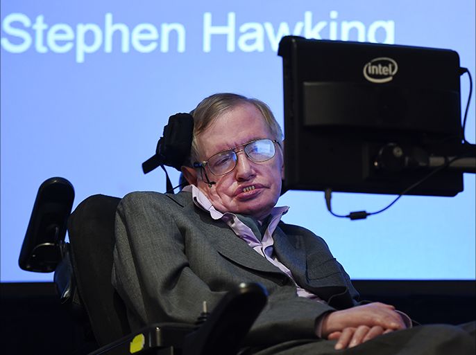 epa04511607 British astrophysicist Professor Stephen Hawking speaks during a press conference in London, Britain, 02 December 2014. US semiconductor chip maker Intel demonstrated for the first time with Professor Stephen Hawking a new Intel-created communications platform to replace his decades-old system, dramatically improving his ability to communicate with the world. The customizable platform will be available to research and technology communities by January of next year. EPA/ANDY RAIN
