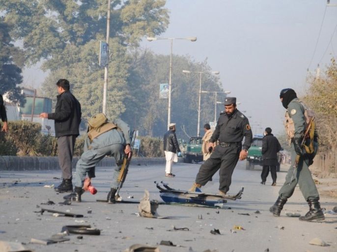 NANGARHAR, AFGHANISTAN - DECEMBER 17: At least two police died and 6 others injured in two different bombing attacks on police vehicles in Nangarhar, Afghanistan on December 17, 2014.
