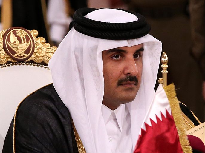 epa04521536 Qatari Emir, Sheikh Tamim bin Hamad Al Thani attends the annual summit of Gulf Cooperation Council (GCC) in Doha, Qatar, 09 December 2014. Doha is hosting the two-day GCC summit following a diplomatic row that marred relations between Qatar on one side and Saudi Arabia, the United Arab Emirates and Bahrain on the other. The three Gulf states announced in November they are sending back their ambassadors to Qatar, eight months after withdrawing them in a spat over the emirate's support of the Muslim Brotherhood. EPA
