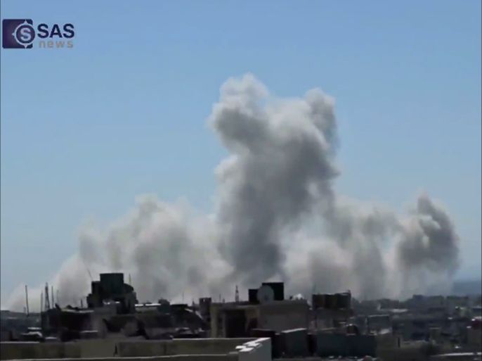 الغارات الجوية على مدينة زملكا بريف دمشق الشرقي
