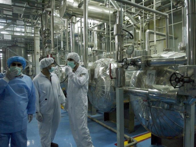 (FILE) A file photograph showing technicians of the International Atomic Energy Agency inspecting the site of the uranium conversion plant in Isfahan, central Iran, on 03 February 2007. Media reports state that the European Union and the United States are expected on 20 January 2014 to suspend sanctions against Iran for several months, in return for Tehran's scaling back of nuclear enrichment - the first concrete step to address fears that Iran is seeking a nuclear weapon. The carefully choreographed sequence of events begins when inspectors from the International Atomic Energy Association (IAEA) confirm that Tehran is complying with its side of a deal struck in November with Britain, China, France, Germany, Russia and the US.