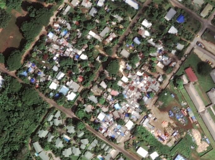 VANUATU ISLAND, CYCLONE PAM - May 17, 2013: Large parts of Vanuatu now lie in ruins after Cyclone Pam battered the country with winds of up to 320 kilometres per hour. This is DigitalGlobe satellite imagery before Cyclone Pam hit the capital of Port Vila. (Photo DigitalGlobe via Getty Images)