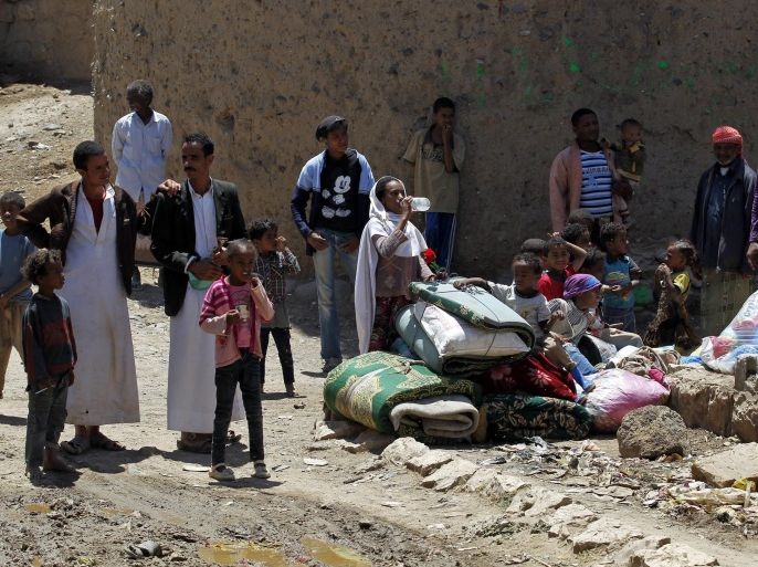 Yemenis wait for a truck to be loaded with their belongings after they decided to move to a safer place following Saudi air strikes in Sana'a, Yemen, 26 March 2015. Saudi Arabia and other Gulf states launched air strikes against Houthi rebels which have taken over large parts of Yemen, attacking the Sana'a military Airport and Jiraf area, a Houthi stronghold. The strikes were 'in support of the people of Yemen and their legitimate government,' Saudi Arabia's Washington ambassador Adel al-Jubeir said. The military operation by a 'coalition of over 10 countries' was in response to an appeal from embattled Yemeni President Abdo Rabbo Mansour Hadi, al-Jubeir said.