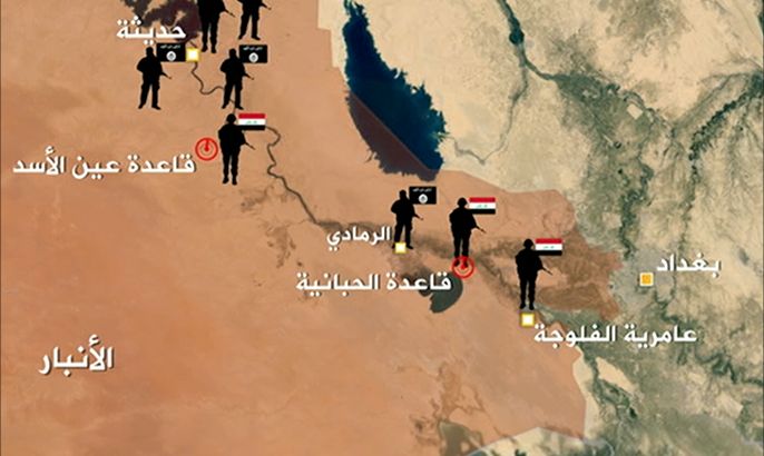 خارطة الاشتباكات في الأنبار ومواقع القوات العراقية