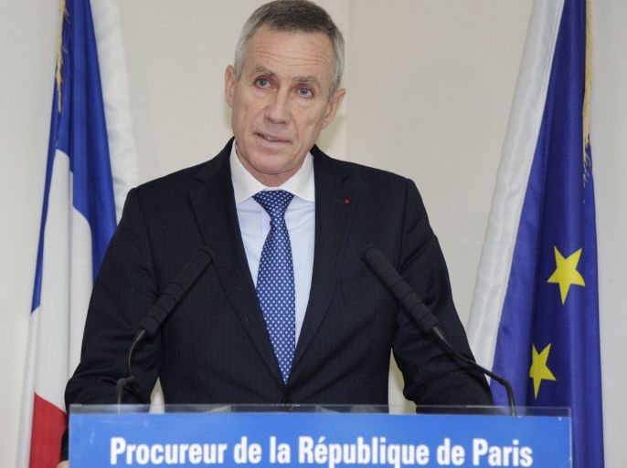 FAP003 - Paris, Paris, FRANCE : Paris chief prosecutor Francois Molins speaks during a press conference on June 30, 2015 in Paris following a suspected jihadist attack on a gas factory in France. Molins confirmed that the man who beheaded his boss and tried to blow up a gas factory in Lyon had a "terrorist motive" and links to the Islamic State group in Syria. The 35-year-old, long known to security services for his radical views, was arrested on June 26 after the attack in which he rammed his gas-filled delivery van into a warehouse containing dangerous chemicals, causing an explosion. The prosecutor said that Salhi claimed to have strangled his boss "with one hand" before stopping 500 metres before the factory to decapitate him with a knife with a 25 cm blade. AFP PHOTO / THOMAS OLIVA