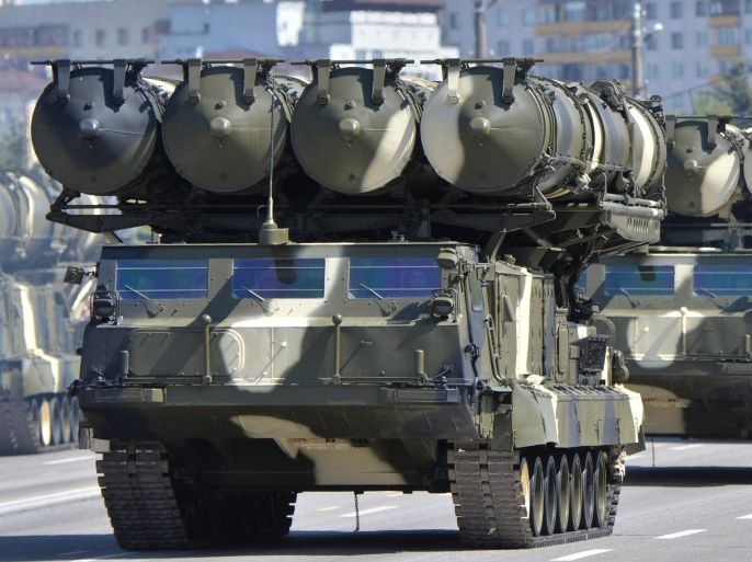 MINSK, RUSSIA - MAY 9: In this handout image supplied by Host photo agency / RIA Novosti, S-300 long range surface-to-air missile systems during the celebration of the 70th anniversary of Victory in the 1941-1945 Great Patriotic War in the Hero City of Minsk during the celebration of the 70th anniversary of Victory in the 1941-1945 Great Patriotic War in the Hero City of Minsk, May 9, 2015 in Minsk, Russia. The Victory Day parade commemorates the end of World War II in Europe.