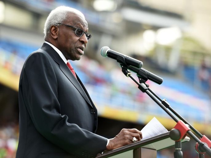 CALI, COLOMBIA - JULY 15: IAAF president Lamine Diack attends the Opening Ceremony on day one of the IAAF World Youth Championships Cali 2015 on July 15, 2015 at the Pascual Guerrero Olympic Stadium in Cali, Colombia.