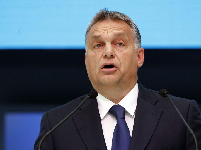 Hungarian Prime Minister Viktor Orban delivers his speech during the second day of the European People's Party (EPP) Congress in Madrid, Spain, 22 October 2015.