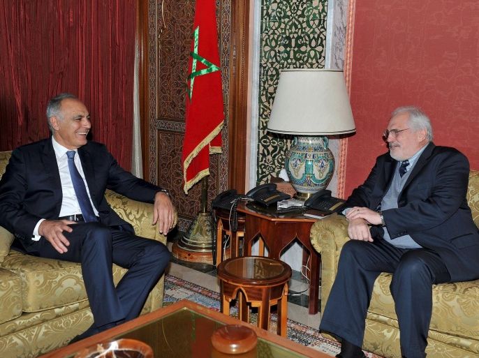 United Nations envoy Christopher Ross (R) speaks with Moroccan Foreign Minister Salaheddine Mezouar in the capital Rabat November 25, 2015. Ross is on an official visit to Morocco. REUTERS/Stringer EDITORIAL USE ONLY. NO RESALES. NO ARCHIVE