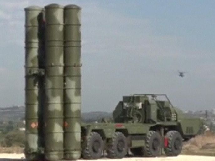 A frame grab taken from footage released by Russia's Defence Ministry November 26, 2015, shows a Russian S-400 defense missile system deployed at Hmeymim airbase in Syria. Russia sent an advanced missile system to Syria on November 25 to protect its jets operating there and pledged its air force would keep flying missions near Turkish air space, sounding a defiant note after Turkey shot down a Russian fighter jet. Footage released November 26. REUTERS/Ministry of Defence of the Russian Federation/Handout via Reuters ATTENTION EDITORS - THIS IMAGE WAS PROVIDED BY A THIRD PARTY. REUTERS IS UNABLE TO INDEPENDENTLY VERIFY THE AUTHENTICITY, CONTENT, LOCATION OR DATE OF THIS IMAGE. IT IS DISTRIBUTED EXACTLY AS RECEIVED BY REUTERS, AS A SERVICE TO CLIENTS. FOR EDITORIAL USE ONLY. NOT FOR SALE FOR MARKETING OR ADVERTISING CAMPAIGNS. NO RESALES. NO ARCHIVE. THIS IMAGE HAS BEEN SUPPLIED BY A THIRD PARTY. IT IS DISTRIBUTED, EXACTLY AS RECEIVED BY REUTERS, AS A SERVICE TO CLIENTS