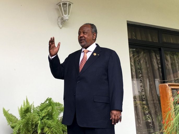 Djibouti's President Ismail Omar Guelleh arrives for a Reuters interview at his home in Ethiopia's capital Addis Ababa, January 30, 2016. China is expected to start work in Djibouti soon on a naval base, Djibouti's president told Reuters, defending Beijing's right to build what will be its first foreign military outpost on one of the world's busiest shipping routes. Picture taken January 30, 2016. REUTERS/Edmund Blair