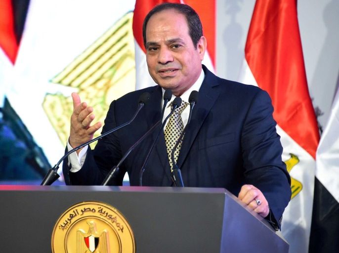 Egyptian President Abdel Fattah al-Sisi speaks during the opening of the first and second phases of the housing project "Long Live Egypt", which focuses on development in the country's slums, at Al-Asmarat district in Al Mokattam area, east of Cairo, Egypt May 30, 2016 in this handout picture courtesy of the Egyptian Presidency. The Egyptian Presidency/Handout via REUTERS/File Photo ATTENTION EDITORS - THIS IMAGE WAS PROVIDED BY A THIRD PARTY. EDITORIAL USE ONLY