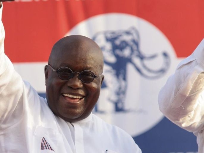 Ghana's opposition leader of the New Patriotic Party (NPP) and presidential candidate Nana Akufo-Addo waves at supporters at an election rally in Accra during the last day of campaigning ahead of the Presidential elections in Accra, Ghana, 04 November 2016. Presidential elections in Ghana will be held on 07 December 2016.