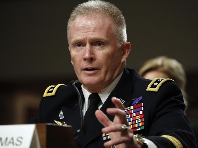 Army Lt. Gen. Raymond Thomas testifies on his nomination to be general and commander of the U.S. Special Operations Command during a Senate Armed Services Committee hearing on Capitol Hill in Washington March 9, 2016. REUTERS/Kevin Lamarque