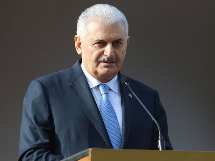 Turkish Prime Minister Binali Yildirim speaks to the media during a visit in Nicosia, northern Cyprus March 9, 2017. REUTERS/Yiannis Kourtoglou