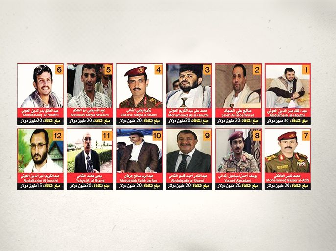 صورة لبعض المطلوبين الحوثيين للسعودية