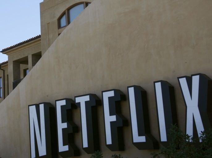 A sign is shown at the headquarters of Netflix in Los Gatos, California September 20, 2011. Netflix said on Sept. 18 it would separate its streaming video service from the DVD rental busines. REUTERS/Robert Galbraith (UNITED STATES - Tags: BUSINESS SCIENCE TECHNOLOGY)