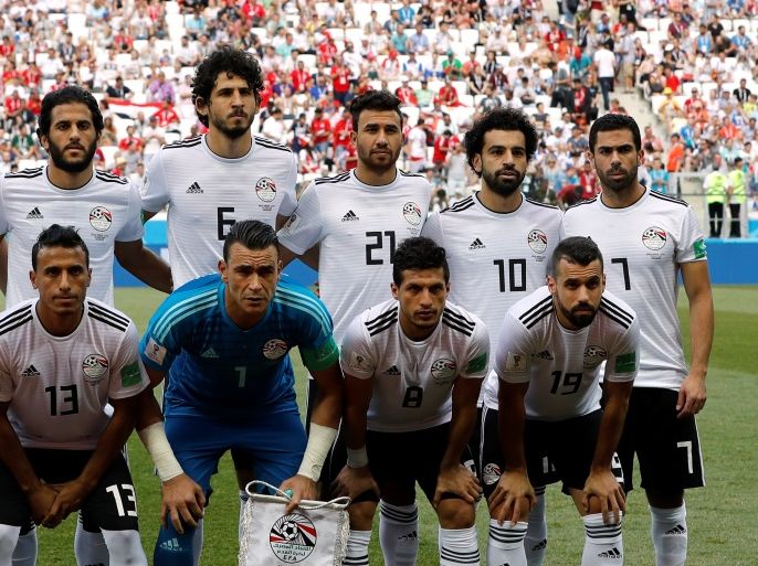 Soccer Football - World Cup - Group A - Saudi Arabia vs Egypt - Volgograd Arena, Volgograd, Russia - June 25, 2018 Egypt players pose for a team group photo before the match REUTERS/Darren Staples