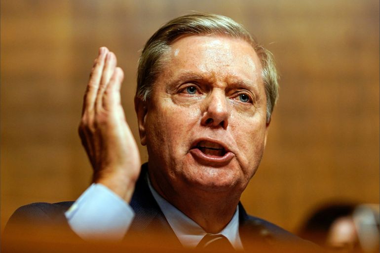 Sen. Lindsey O. Graham (R-S.C.) during a hearing with Judge Brett M. Kavanaugh with the Senate Judiciary Committee on Thursday, September 27, 2018 on Capitol Hill. Melina Mara/Pool via REUTERS