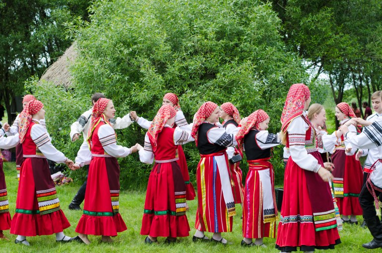 Prokhorovka, Belgorod oblast, may 29, 2016, with the chorus in Russian national costumes singing folk songs and dancing folk dance Ethnic festival "Malanya"; Shutterstock ID 1042075414; purchase_order: ajanet; job: ; client: ; other: