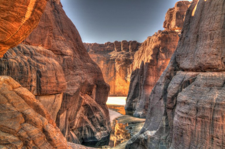Panorama inside canyon aka Guelta d'Archei, East Ennedi, Chad