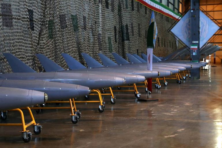 Iranian drones are inducted into Iran's Army in Tehran, Iran, January 22, 2024. Iranian Army/WANA (West Asia News Agency)/Handout via REUTERS ATTENTION EDITORS - THIS IMAGE HAS BEEN SUPPLIED BY A THIRD PARTY.