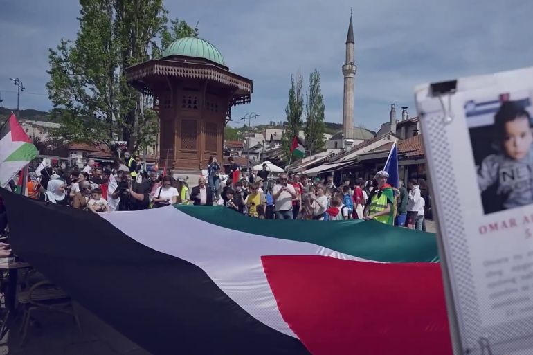 مظاهرة داعمة لغزة من البوسنة والهرسك