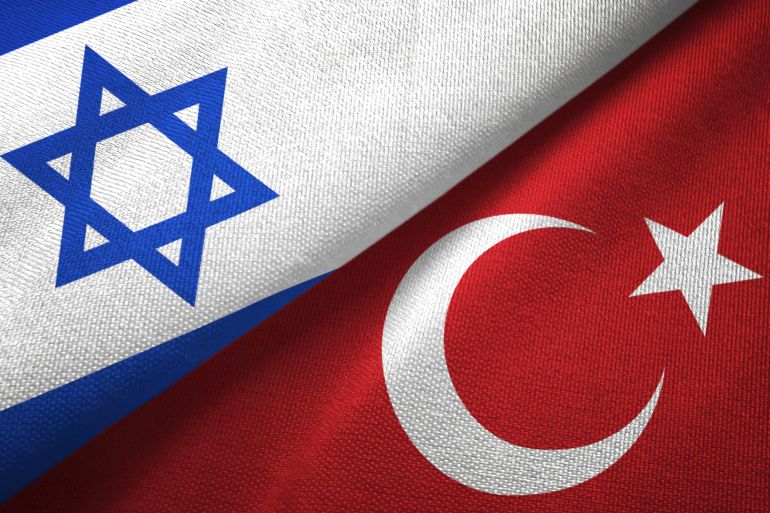 Turkey and Israel flag together realtions textile cloth fabric texture