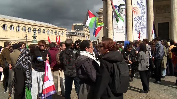مظاهرة في جامعة السوربون بباريس تندد بالحرب على غزة وتتهم الحكومة بالتواطؤ مع إسرائيل
