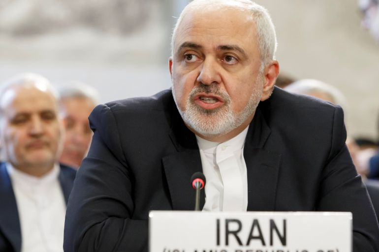 Iranian Foreign Minister Mohammad Javad Zarif delivers his statement, during the Geneva Conference on Afghanistan, at the European headquarters of the United Nations in Geneva, Switzerland, November 28, 2018. Salvatore Di Nolfi/Pool via REUTERS