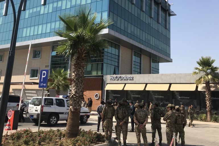 Shooting in Iraq's Erbil - - ERBIL, IRAQ - JULY 17: Security forces take measures after Turkish consulate employee was martyred in armed attack on a restaurant in Erbil, Iraq on July 17, 2019.
