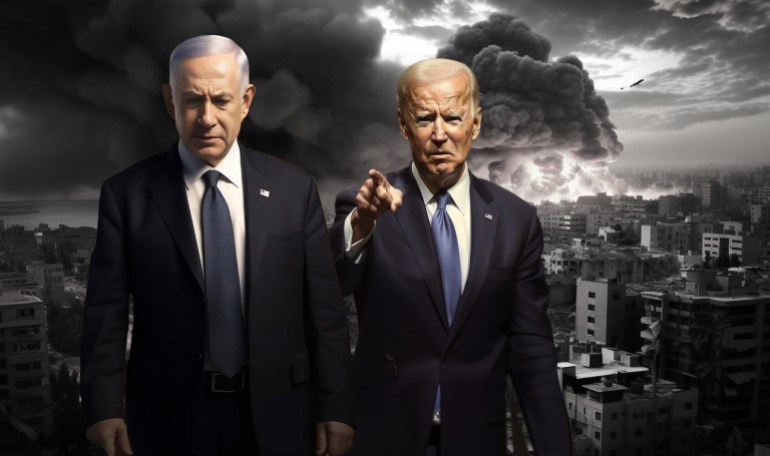 Image représentant Biden et Netanyahu - Source: Al Jazeera - Midjourney