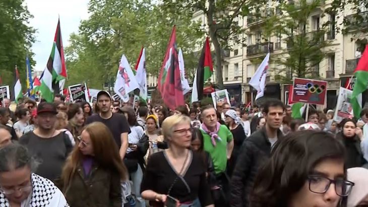 مظاهرة حاشدة بباريس تطالب بوقف إبادة الفلسطينيين ومحاسبة المتورطين