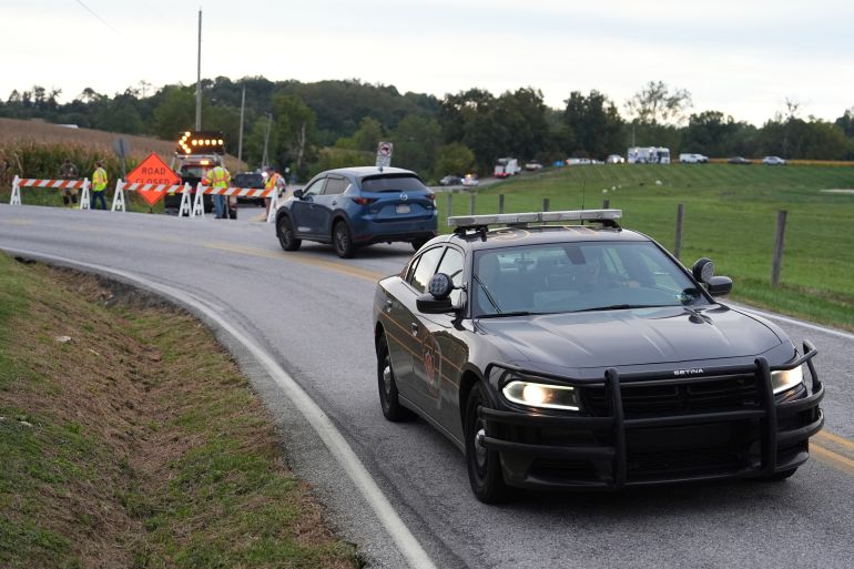 Police respond after several people were injured during a shooting involving police officers on Wednesday, Sept. 17, 2025, in North Codorus, Pa. (AP Photo/Matt Slocum)