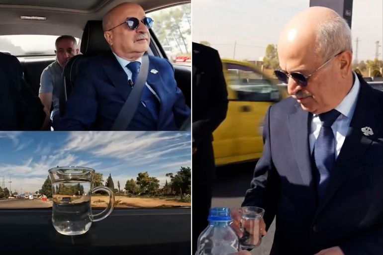 وزير النقل يعرب بدر يختبر ميدانيا جودة تعبيد طريق المطار في دمشق المصدر حساب وزارة النقل السوري على فيسبوك وزارة النقل في الجمهورية العربية السورية