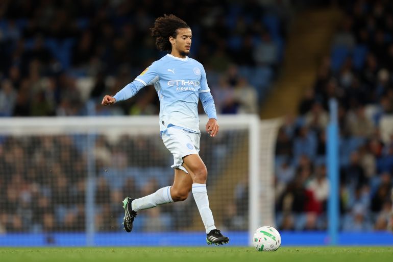 MANCHESTER, ENGLAND - SEPTEMBER 17: Ayyoub Bouaddi of Manchester City during the Carabao Cup Third Round match between Manchester City and Norwich City at Etihad Stadium on September 17, 2026 in Manchester, England. (Photo by Matt McNulty/Getty Images)