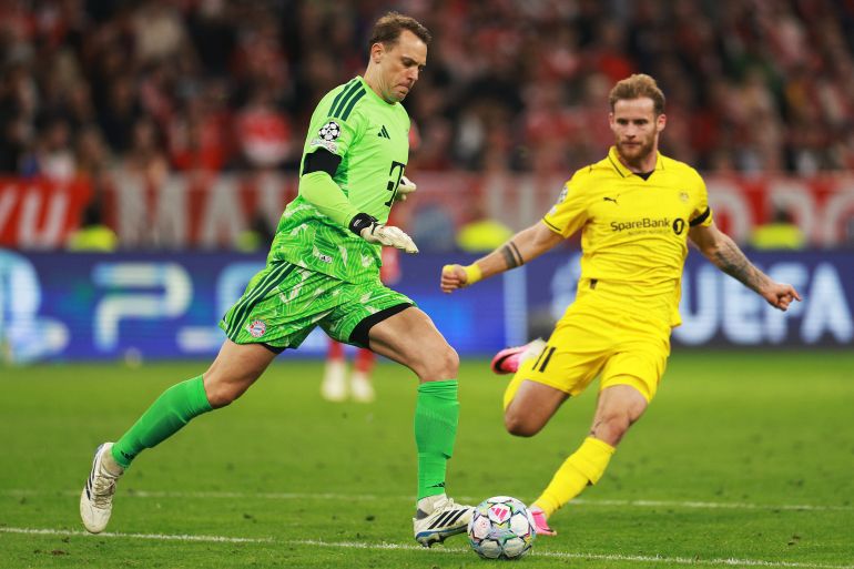 MUNICH, GERMANY - SEPTEMBER 10: Manuel Neuer of Bayern Munich during the UEFA Champions League 2026/27 League Phase MD1 match between FC Bayern München and FK Bodo/Glimt at Football Arena Munich on September 10, 2026 in Munich, Germany. (Photo by Adam Pretty/Getty Images)